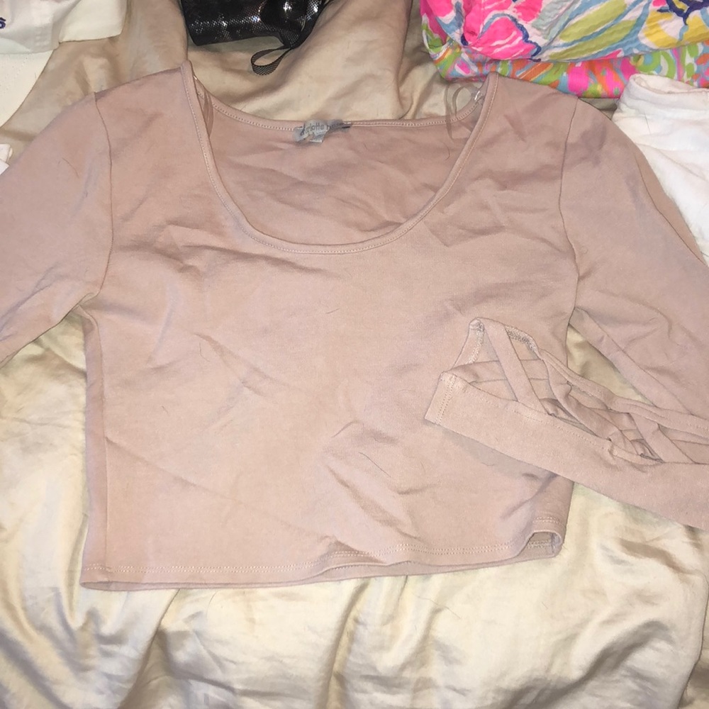 Blush Pink Crop With Super Cute Sleeves